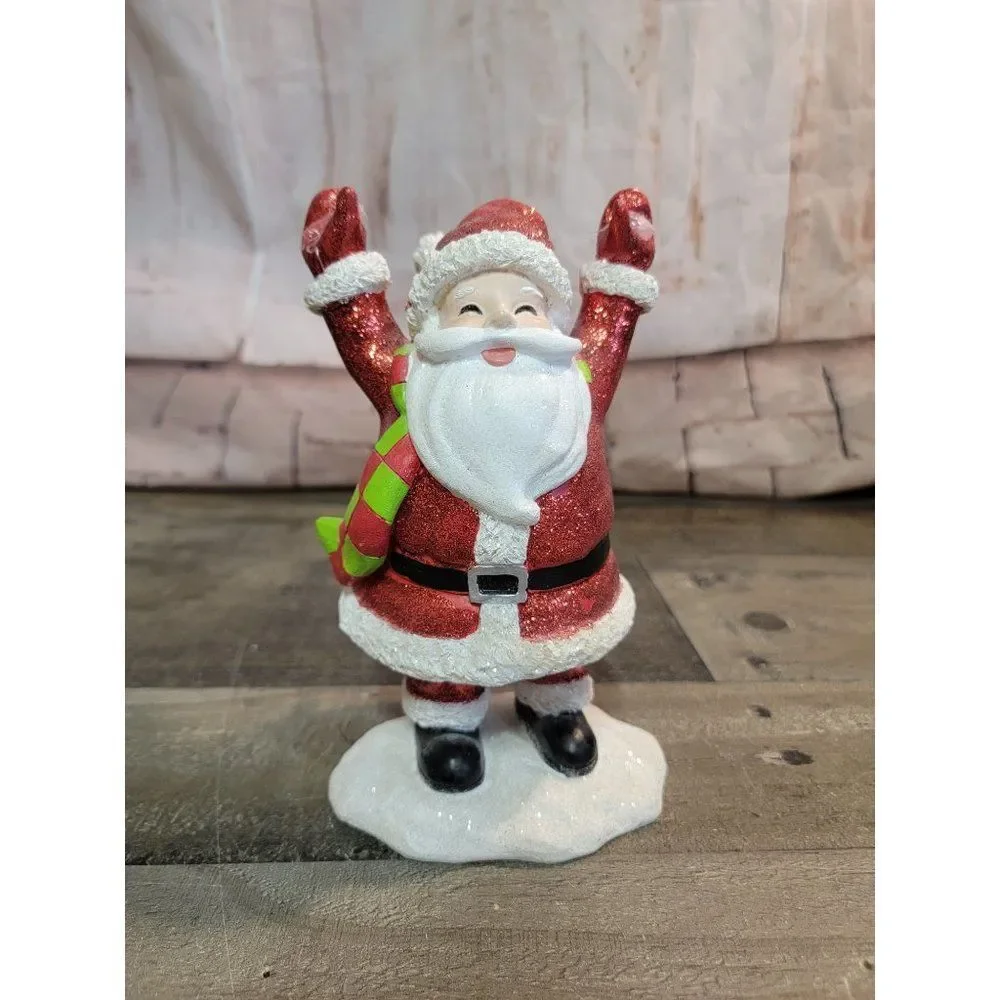 Happy santa AS IS Jolly glitter xmas snow‎ figure decor